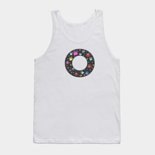 O letter with colorful paw print Tank Top